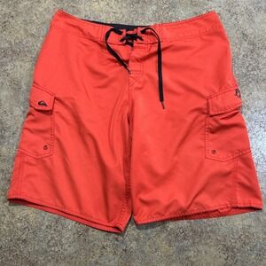 Vintage Y2k Quicksilver Boardshorts Surf Swim Trunks Size 36 Beach Mens Red